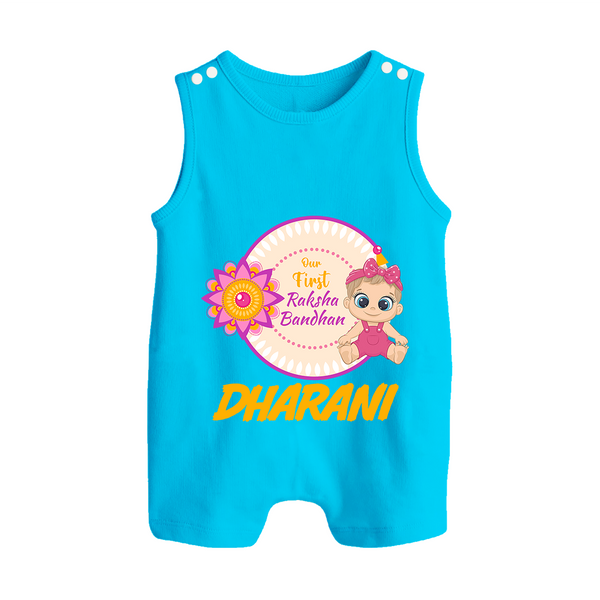 Infant First Raksha Bandhan Button Romper - SKY BLUE - New Born (Chest 18")
