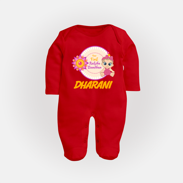 Infant First Raksha Bandhan Fullbody Suit - RED - New Born (Chest 7.5")
