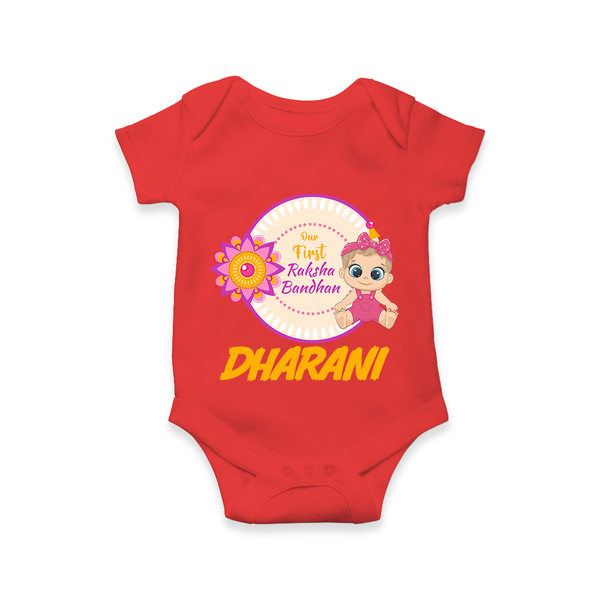 Infant First Raksha Bandhan Romper - RED - New Born (Chest 14")
