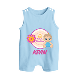 First Raksha Bandhan Baby Button Romper - BABY BLUE - New Born (Chest 18")