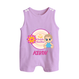 First Raksha Bandhan Baby Button Romper - LILAC - New Born (Chest 18")