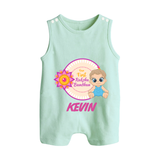 First Raksha Bandhan Baby Button Romper - MINT GREEN - New Born (Chest 18")