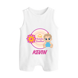 First Raksha Bandhan Baby Button Romper - WHITE - New Born (Chest 18")