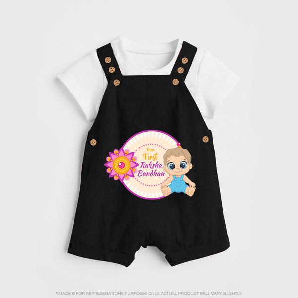Personalized Rakhi Dungaree | Celebrate Our First Festival Bond - BLACK - 0 - 5 Months Old (Chest 18")