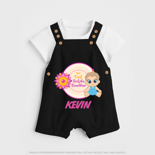 First Raksha Bandhan Baby Dungaree - BLACK - 0 - 5 Months Old (Chest 18")