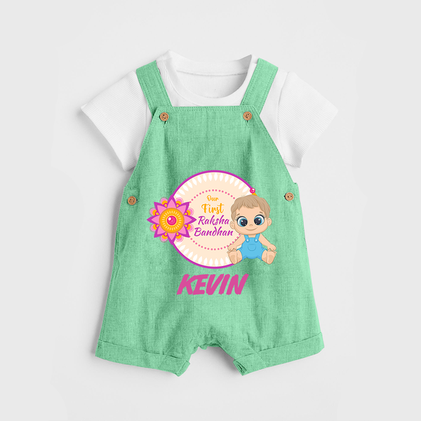 First Raksha Bandhan Baby Dungaree - GREEN - 0 - 5 Months Old (Chest 18")