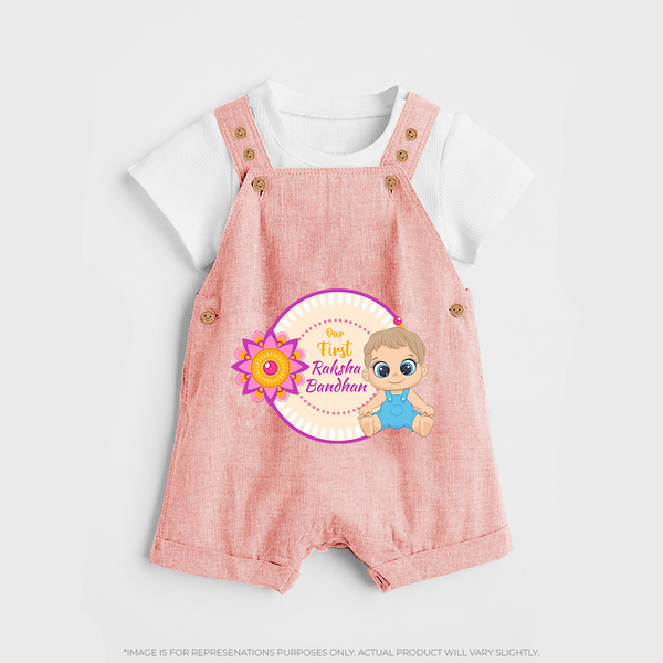 Personalized Rakhi Dungaree | Celebrate Our First Festival Bond - PEACH - 0 - 5 Months Old (Chest 18")