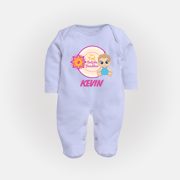 First Raksha Bandhan Baby Fullbody Suit - BABY BLUE - New Born (Chest 7.5")