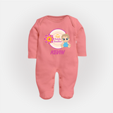 First Raksha Bandhan Baby Fullbody Suit - PEACH - New Born (Chest 7.5")