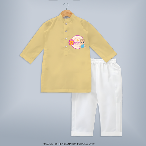 Personalized Rakhi Kurta Set | Celebrate Our First Festival Bond - PASTEL YELLOW - 3 - 6 Months Old (Chest 24", Kurta Length 14'', Waist 19", Pant Length 14")