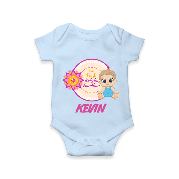 First Raksha Bandhan Baby Romper - BABY BLUE - New Born (Chest 14")