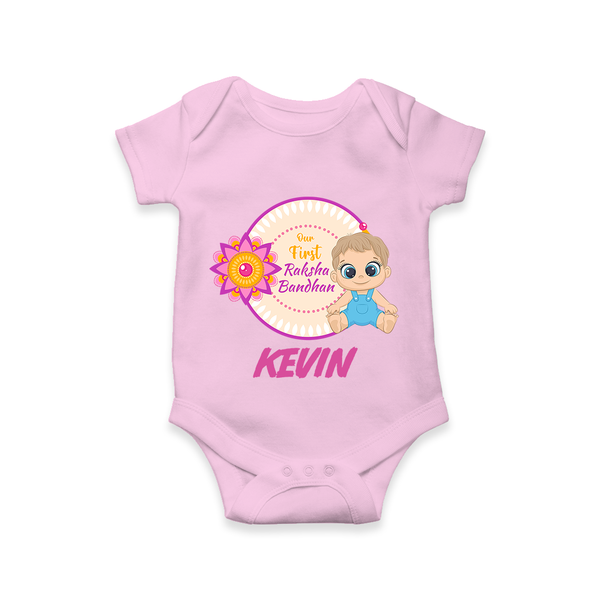 First Raksha Bandhan Baby Romper - BABY PINK - New Born (Chest 14")