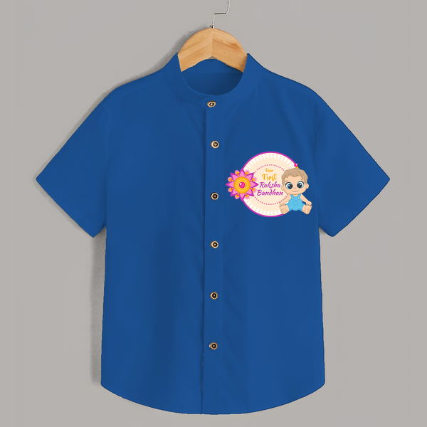 Personalized Rakhi Shirt | Celebrate Our First Festival Bond - COBALT BLUE - 0 - 6 Months Old (Chest 23")