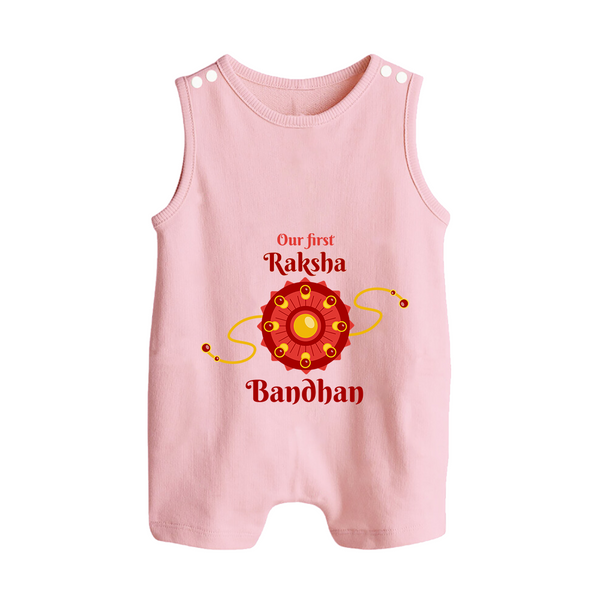 Custom Baby Romper Suit| Our First Raksha Bandhan Theme - BABY PINK - 0 - 5 Months Old (Chest 18")