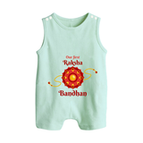 Custom Baby Romper Suit| Our First Raksha Bandhan Theme - MINT GREEN - 0 - 5 Months Old (Chest 18")