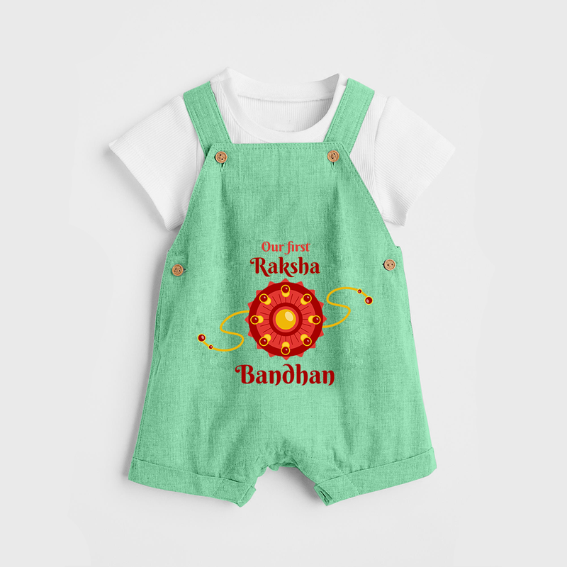 Custom Baby Dungaree| Our First Raksha Bandhan Theme - GREEN - 0 - 5 Months Old (Chest 18")