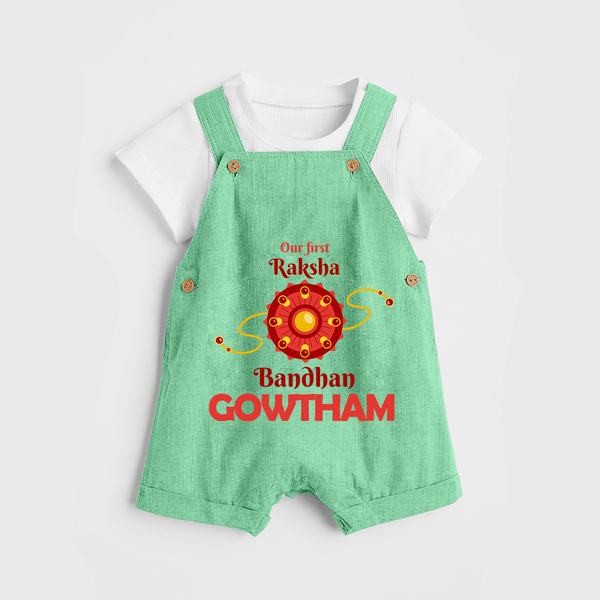 Baby Girl First Rakhi Dungaree - GREEN - 0 - 5 Months Old (Chest 18")