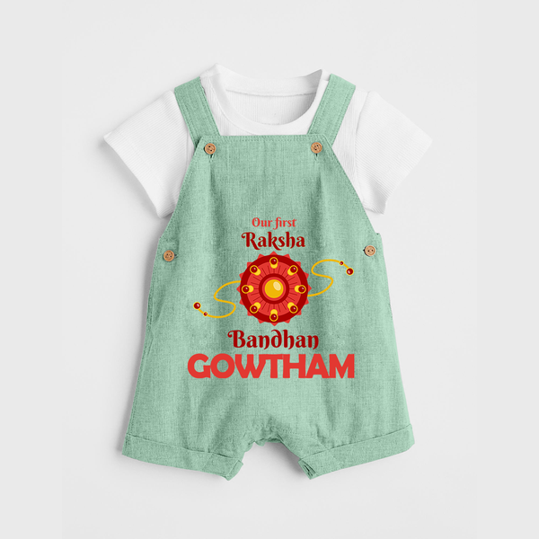 Baby Girl First Rakhi Dungaree - MINT GREEN - 0 - 5 Months Old (Chest 18")