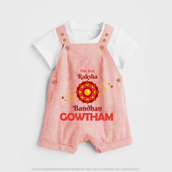 Baby Girl First Rakhi Dungaree - PEACH - 0 - 5 Months Old (Chest 18")