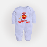 Baby Girl First Rakhi Fullbody Suit - BABY BLUE - New Born (Chest 7.5")