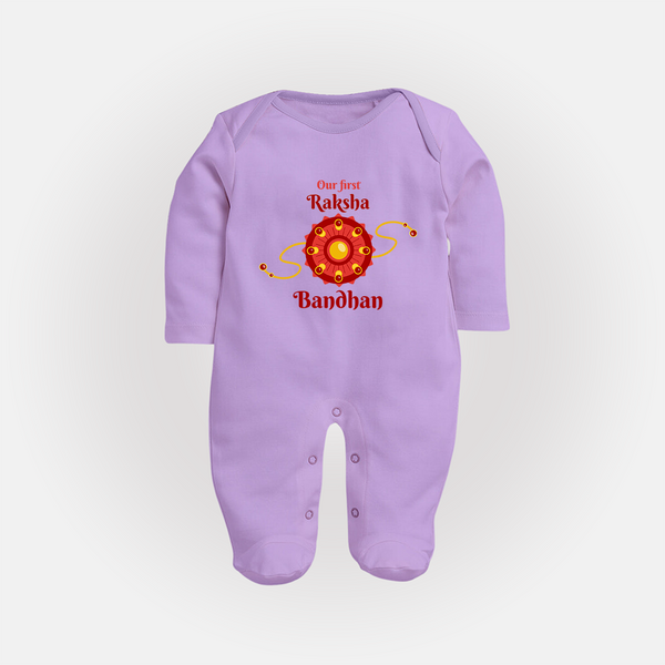 Baby Girl First Rakhi Fullbody Suit - LILAC - New Born (Chest 7.5")