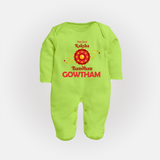 Baby Girl First Rakhi Fullbody Suit - LIME GREEN - New Born (Chest 7.5")