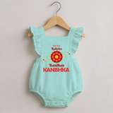 Baby Girl First Rakhi Romper Frock - MINT GREEN - 0 - 3 Months Old (Chest 19")