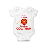 Baby Girl First Rakhi Romper - WHITE - New Born (Chest 14")