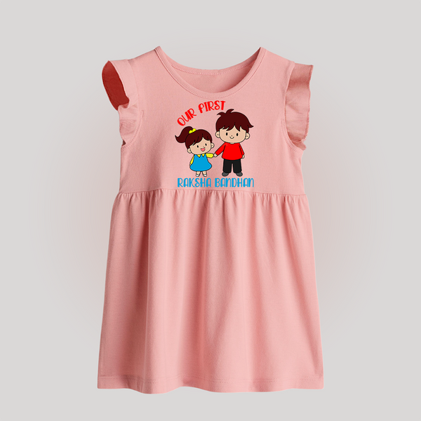Our First Rakhi Baby Frock | Babywear for Brother and Sister Moments - BABY PINK - 0 - 3 Months Old (Chest 17")
