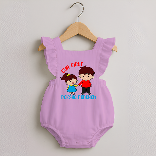 Our First Rakhi Romper Frock | Babywear for Brother and Sister Moments - BABY PINK - 0 - 3 Months Old (Chest 19")