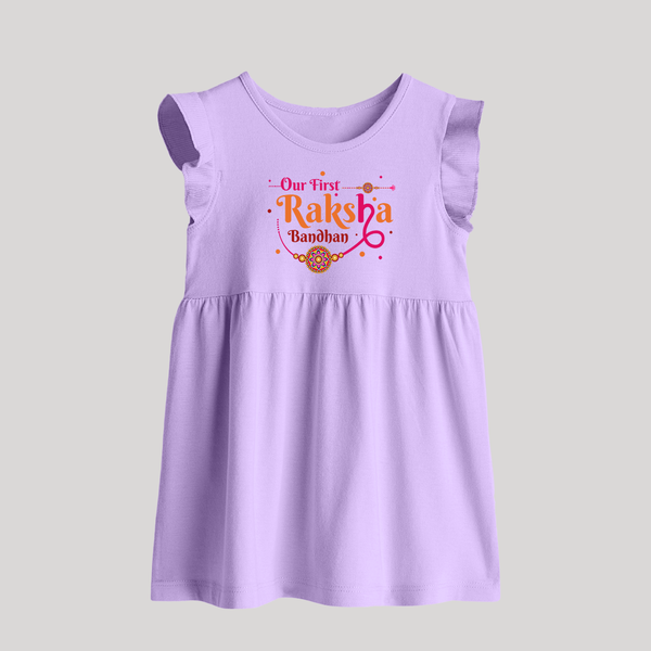 Sibling Baby Frock Outfit | Personalized for Our First Rakhi - LILAC - 0 - 3 Months Old (Chest 17")