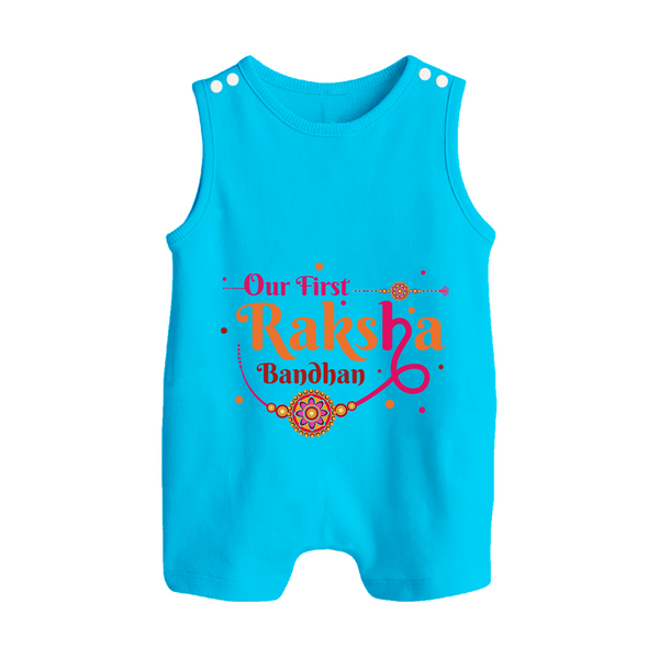 Sibling Romper Suit Outfit | Personalized for Our First Rakhi - SKY BLUE - 0 - 5 Months Old (Chest 18")