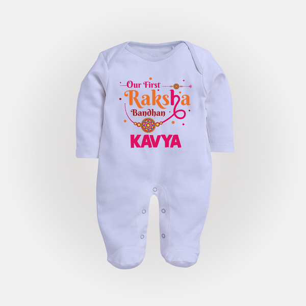 Baby First Rakhi Fullbody Suit  - BABY BLUE - New Born (Chest 7.5")