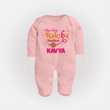 Baby First Rakhi Fullbody Suit  - BABY PINK - New Born (Chest 7.5")