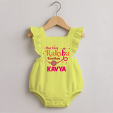 Baby First Rakhi Romper Frock  - PASTEL YELLOW - 0 - 3 Months Old (Chest 19")