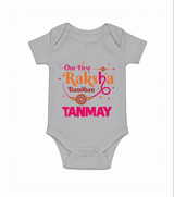 Baby First Rakhi Romper  - GREY - New Born (Chest 14")