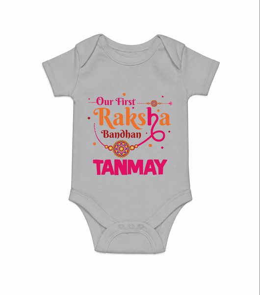 Baby First Rakhi Romper  - GREY - New Born (Chest 14")