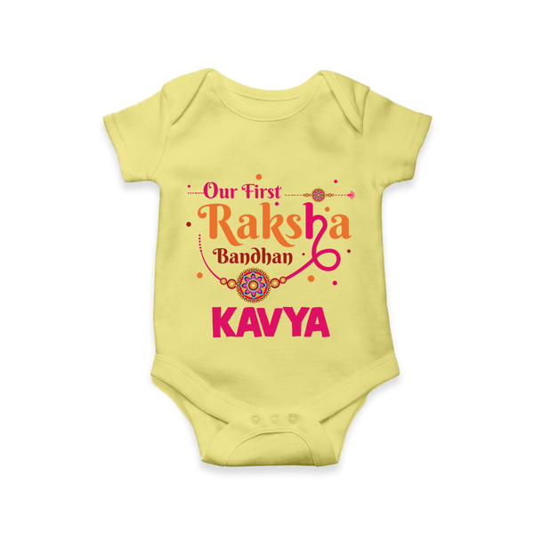Baby First Rakhi Romper  - PASTEL YELLOW - New Born (Chest 14")