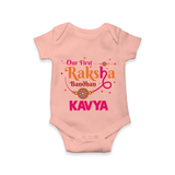 Baby First Rakhi Romper  - PEACH - New Born (Chest 14")