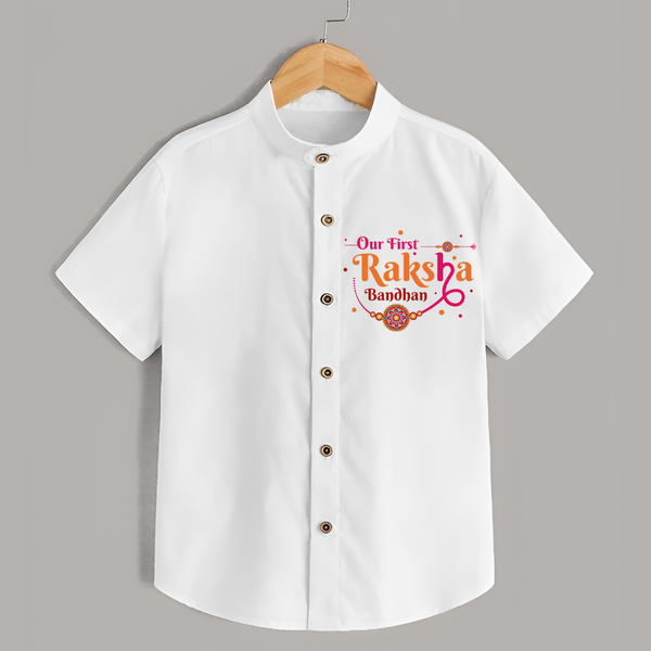 Sibling Shirt Outfit | Personalized for Our First Rakhi - WHITE - 0 - 6 Months Old (Chest 23")
