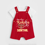 Baby First Rakhi Dungaree  - RED - 0 - 5 Months Old (Chest 18")