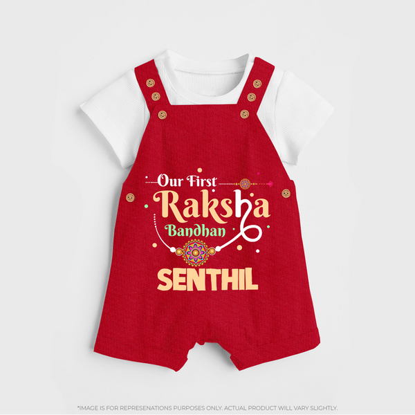 Baby First Rakhi Dungaree  - RED - 0 - 5 Months Old (Chest 18")