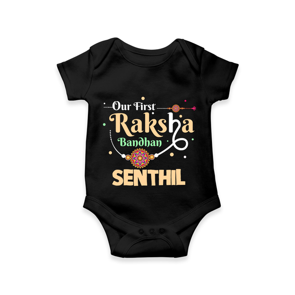Baby First Rakhi Romper  - BLACK - New Born (Chest 14")