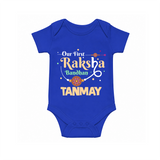 Baby First Rakhi Romper  - COBALT BLUE - New Born (Chest 14")