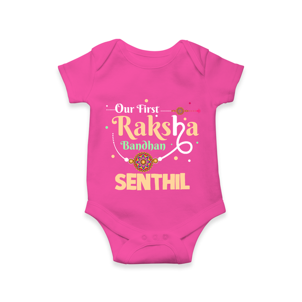 Baby First Rakhi Romper  - HOT PINK - New Born (Chest 14")
