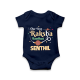 Baby First Rakhi Romper  - NAVY BLUE - New Born (Chest 14")