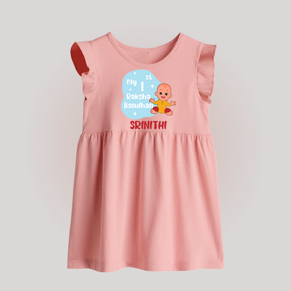 Newborn Baby Frock | Celebrate My First Raksha Bandhan in Style - BABY PINK - 0 - 3 Months Old (Chest 17")