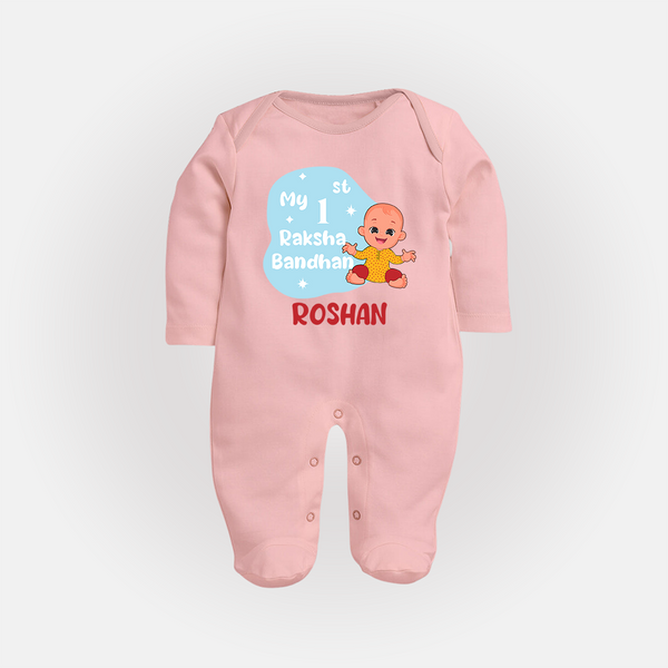 My First Raksha Bandhan Infant Fullbody Suit  - BABY PINK - New Born (Chest 7.5")
