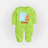 My First Raksha Bandhan Infant Fullbody Suit  - LIME GREEN - New Born (Chest 7.5")