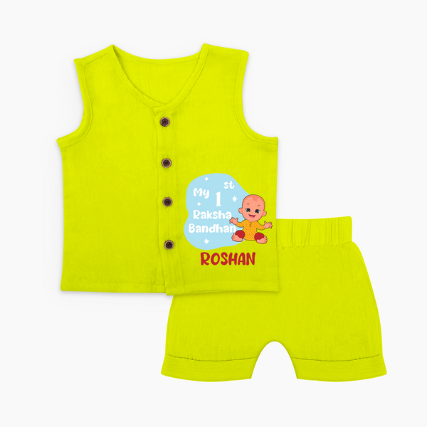 Newborn Jabla Set | Celebrate My First Raksha Bandhan in Style - LIME GREEN - 0 - 3 Months Old (Chest 9.8")